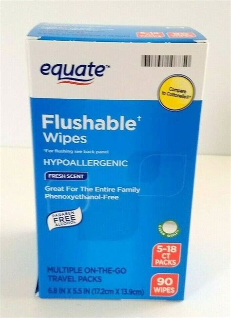 Equate Flushable Wipes Fresh Scent 5 Travel Packs Of 18 Wipes 90