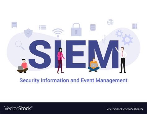 Siem Security Information And Event Management Vector Image