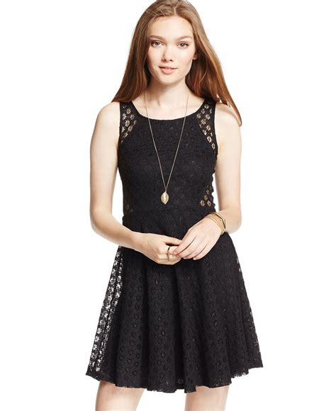 Speechless Juniors Illusion Lace Fit And Flare Dress Juniors Dresses