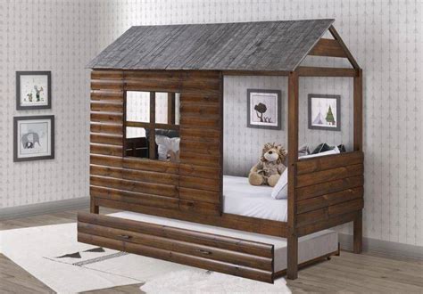 Log Cabin Low Loft W Twin Trundle Bed Donco 2103 Trwrs2104 Rwrs