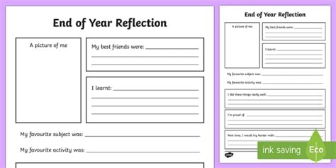 End Of Year Reflection Worksheet Teacher Made Twinkl