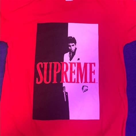 Supreme Scarface Split Tee Red In 2023 Scarface Tees Supreme