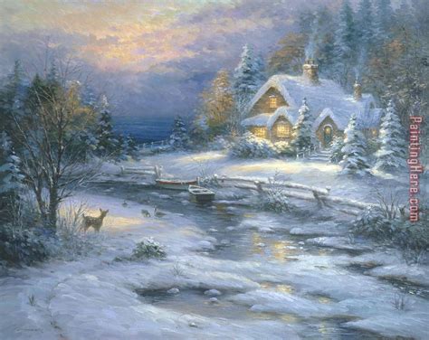 2017 New Winter Cottage Painting Anysize 50 Off Winter Cottage