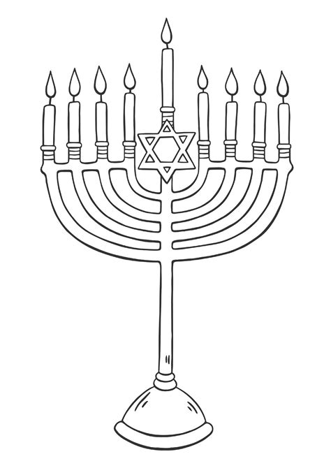 Menorah With Star Of David Judaism Kids Coloring Pages
