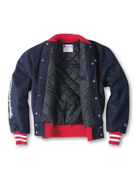 Champion Exclusive Life® Wool Varsity Jacket In Granite Heather Gray