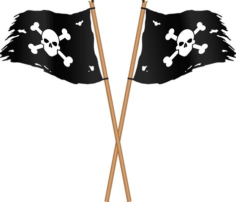 crossed black pirate flags with bones and skull 9314825 png