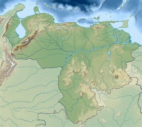 Большая карта рельефа Венесуэлы Венесуэла Южная Америка Maps Of