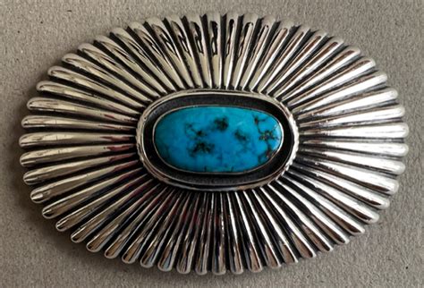 Kenneth Begay Navajo Silver And Morenci Turquoise Belt Buckle C S