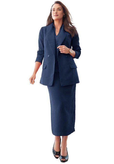Jessica London Womens Plus Size Double Breasted Skirt Suit