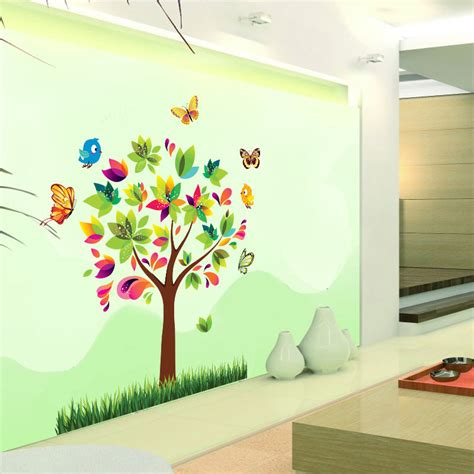 50x70cm Birds Butterfly Tree Wall Decal Kids Room Wall Sticker