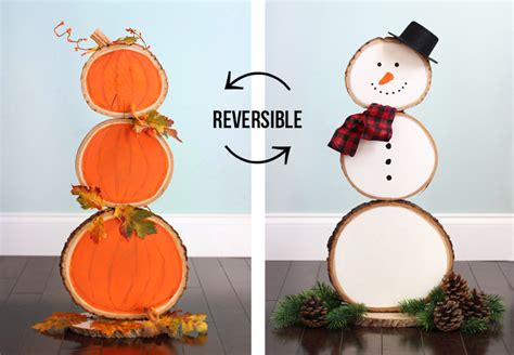 This video shows how to make a simple snowman made out of wood. Reversible Fall and Christmas Wood Slice Decoration - The Craft Patch