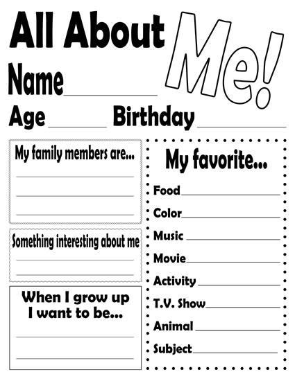 All About Me Poster And Printable Worksheet All About Me Worksheet All