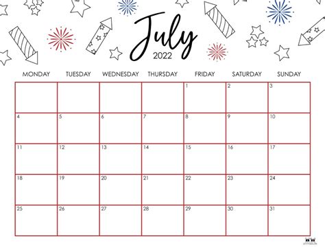 July 2022 Calendar Printable Free Pdf Printable Form Templates And