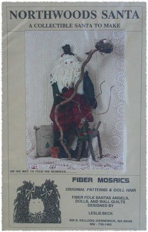 Northwoods Santa Pattern By Fiber Mosaics Etsy Primitive Sewing