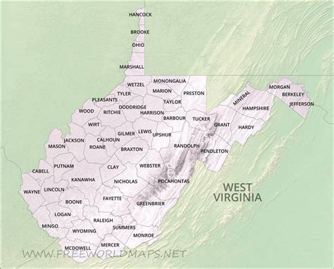 West Virginia Map Showing Counties United States Map