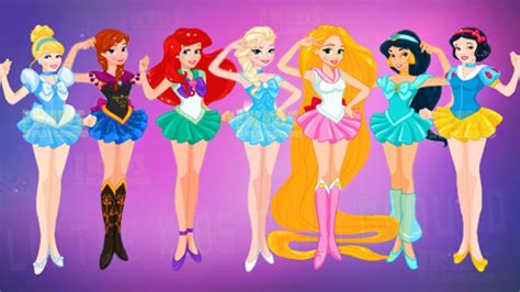 Disney Princess Elsa Anna Rapunzel Ariel Cinderella As Sailor Moon