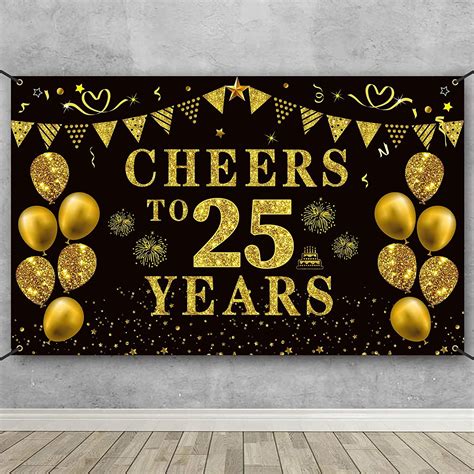 25th Birthday Decorations For Women Men Cheers To 25 Years Banner