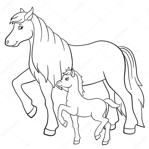 Kleurplaat Van Paard Met Veulen