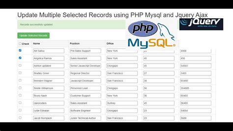 Update Multiple Selected Records Using Php Mysql Youtube