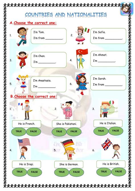 Grade 4 Unit 2 Countries And Nationalities Interactive Worksheet