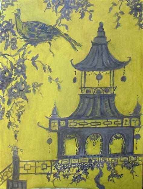 Yellow And Grey Chinoiserie Print By Femmehesse On Etsy 2400