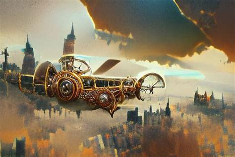 Steampunk Glider City Trending On Artstation Ai Generated Artwork