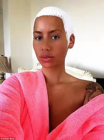 Amber Rose Gets Her Naturally Brunette Buzzed Head Bleached At The Hair