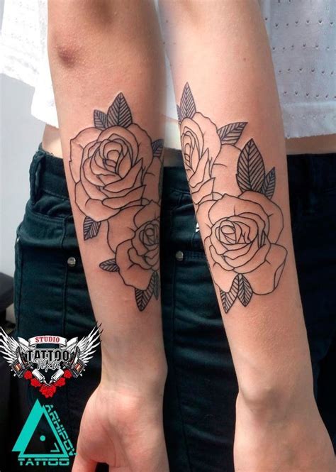 Pin By Mir Bak On Ink In 2020 Rose Outline Tattoo Forearm Tattoos