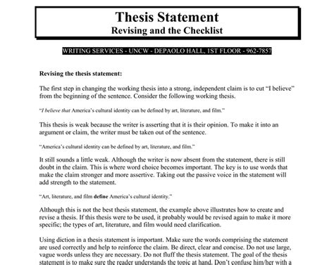 Thesis statements that are too vague often do not have a strong argument. Art Thesis Statement Examples - Brainstorming Your Thesis Statement : Consider what your ...