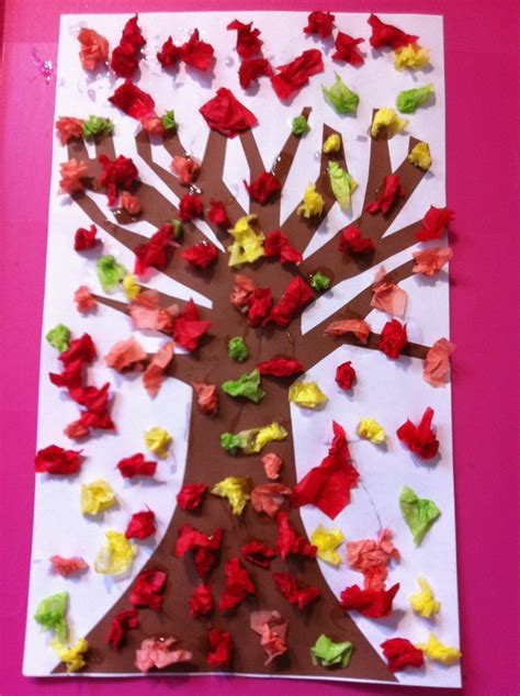 Fall Tree With Tissue Paper Good Activity For Children Of Different