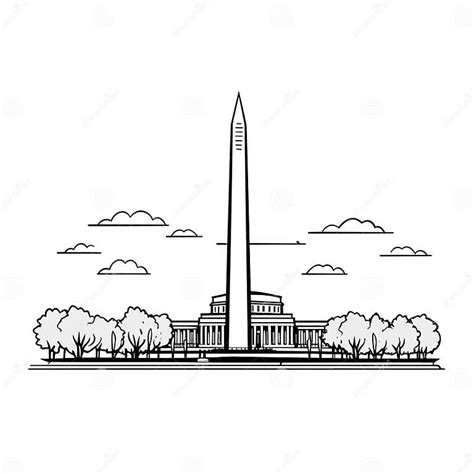 Washington Monument Washington Monument Hand Drawn Comic Illustration