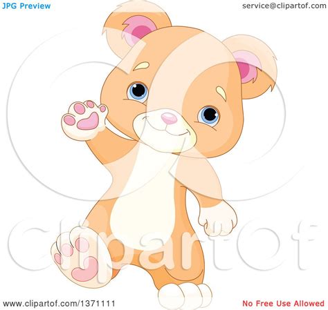 Download Clipart of a Cute Baby Bear Cub Walking Upright and Waving ...