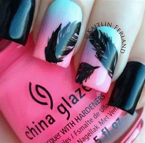 40 Pretty Feather Nail Art Designs And Tutorials Noted List