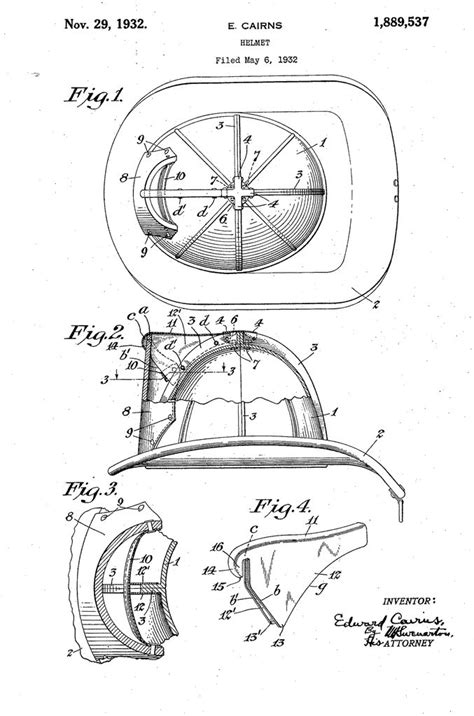 Life is tough, wear a helmet be cool, wear your helmet. Original Patent Drawing: FIRE HELMET | Patent art, Patent art prints, Patent prints