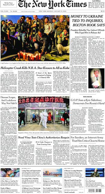 The New York Times In Print For Monday Jan 27 2020 The New York Times