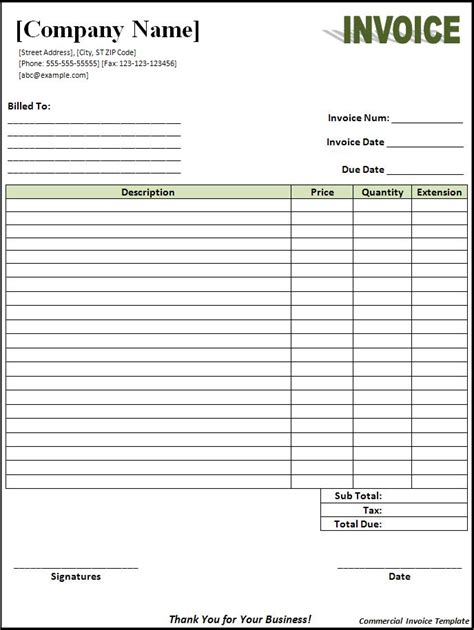 Blank Invoices Printable