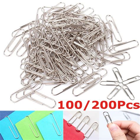 100pcs200pcs Simple Disign Metal Steel Paper Clips Reusable Clamp For