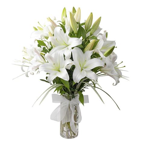 White Lilium Arrangement In A Vase Delivery To Wakes In Lima And Callao