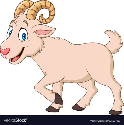 Cartoon Funny Goat Isolated On White Background Vector Image Animals