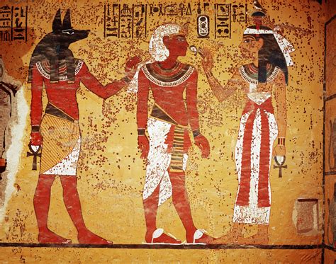 Wall Painting Of Tutankhamun Accompanied By Anubis And Nephthys 2