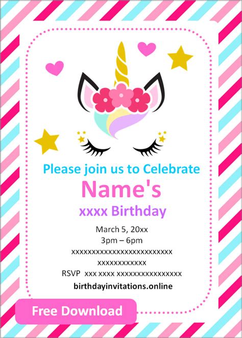 Free Customized And Printable Birthday Invitation Cards Printable