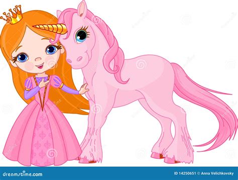 Beautiful Princess And Unicorn Stock Vector Illustration Of Period