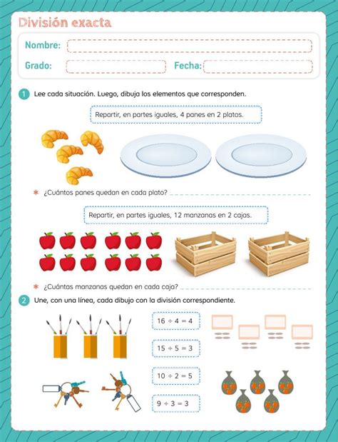 División exacta Math for Mathematics worksheets Math activities