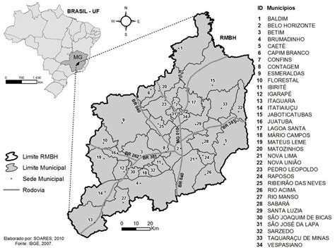 Mapa Regi O Metropolitana De Belo Horizonte E Bairros Da Capital