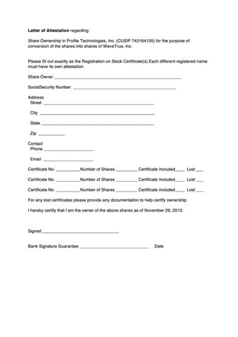 To Fill In Blank Forms Letter Of Attestation Form Printable Pdf