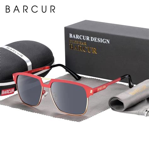 barcur brand designer 2018 sunglasses men polarized square lens driving sun glasses male style