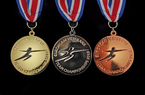 Color (retro sport) honey gold/marshmallow. Medals UK | Sports | European Veterans Fencing Team Championship Sports Medals