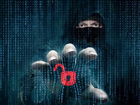 Dangerous Hacker Stealing Data Industrial Espionage Concept Stock