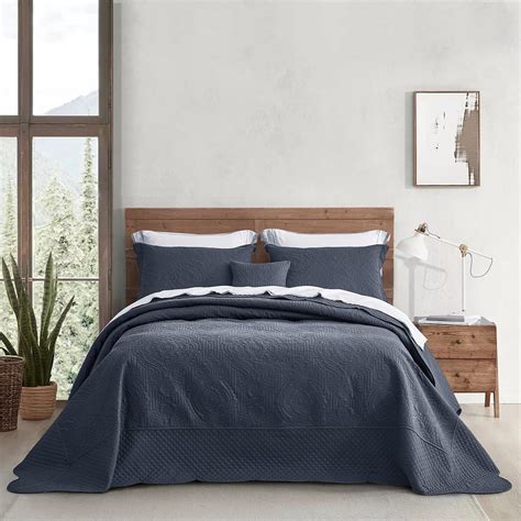 Hzandhy Oversized King Bedspread Navy Blue 128x120 Extra Wide Ultrasonic