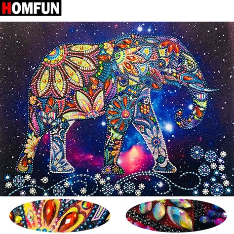 Homfun Special Shape Diamond Painting Elephant Diy Diamond Embroidery